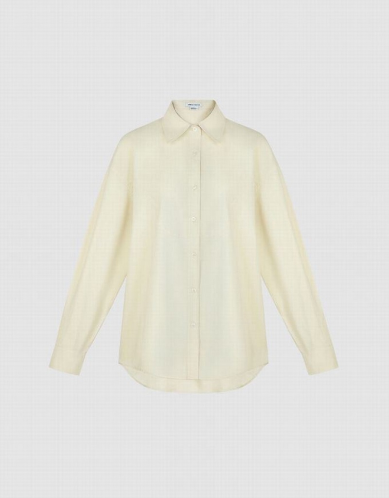Yellow Urban Revivo Loose Long Sleeve Women\'s Shirts | EQSPJO-654