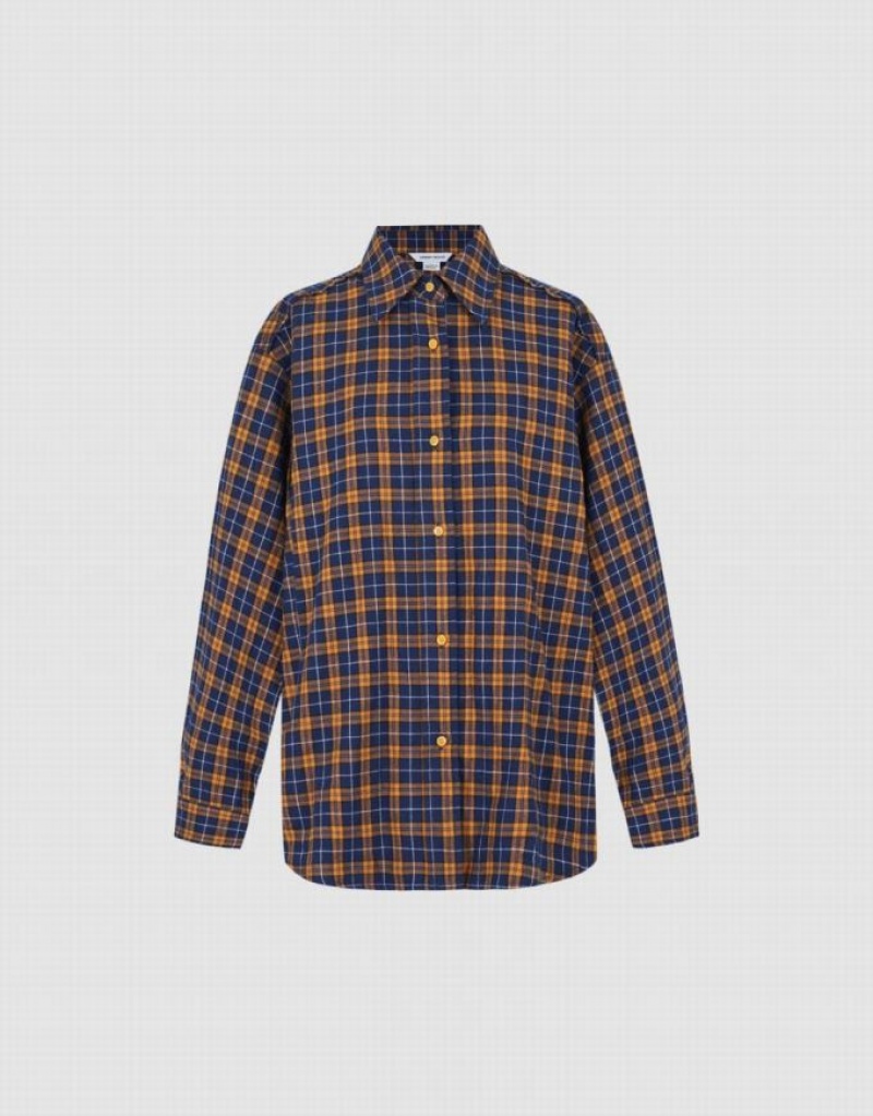 Yellow Urban Revivo Plaid Women's Shirts | GKFOEL-470