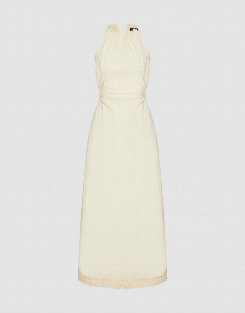 Yellow Urban Revivo Sleeveless Crew Neck A-Line Women's Dress | VZDPFX-370