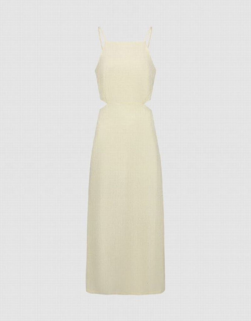 Yellow Urban Revivo Sleeveless Cut-Out Skater Women's Short Dress | HOMGCX-981