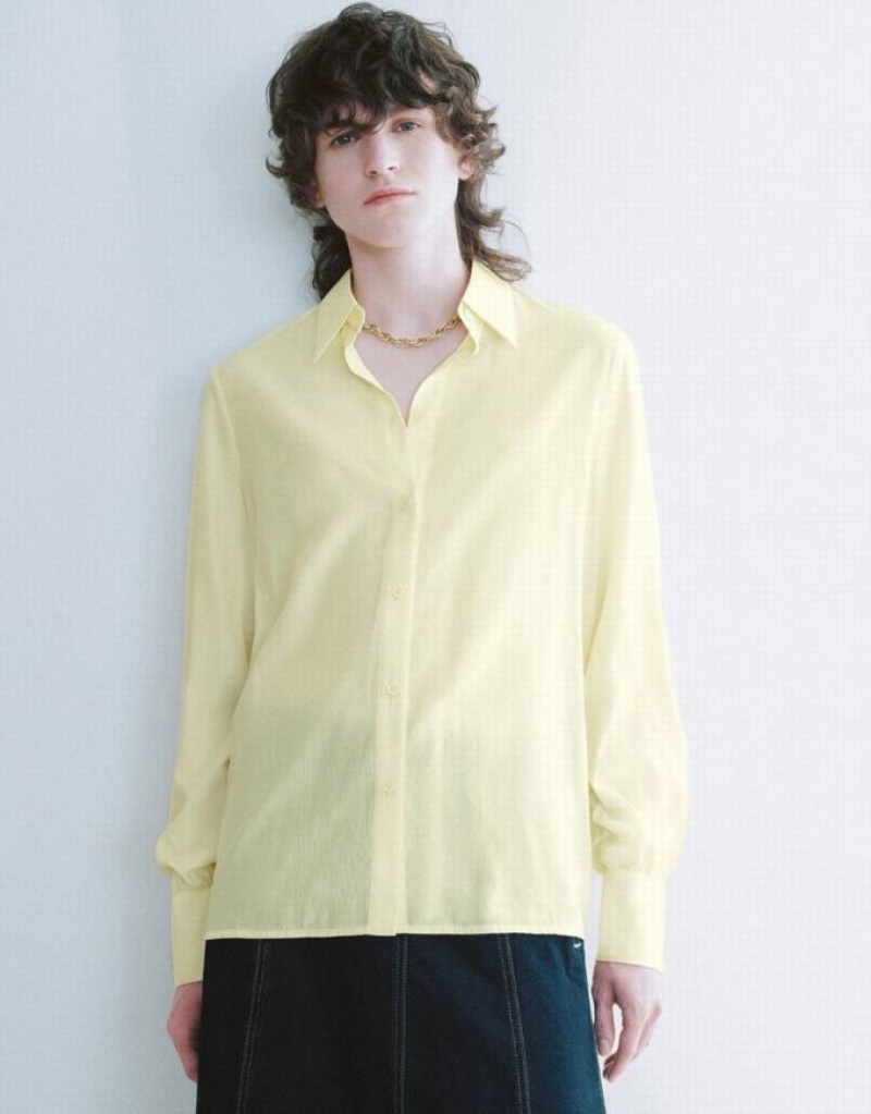 Yellow Urban Revivo Straight Lapel Women\'s Shirts | WIRPUX-917